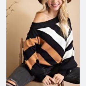 Striped off the shoulder sweater from 143 Story by Line Up size Large